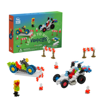 PLUS PLUS Learn to Build Vehicles, 360 Pieces - Interlocking Mini Hashtag Blocks, 3D Puzzle Stem Toy for Kids