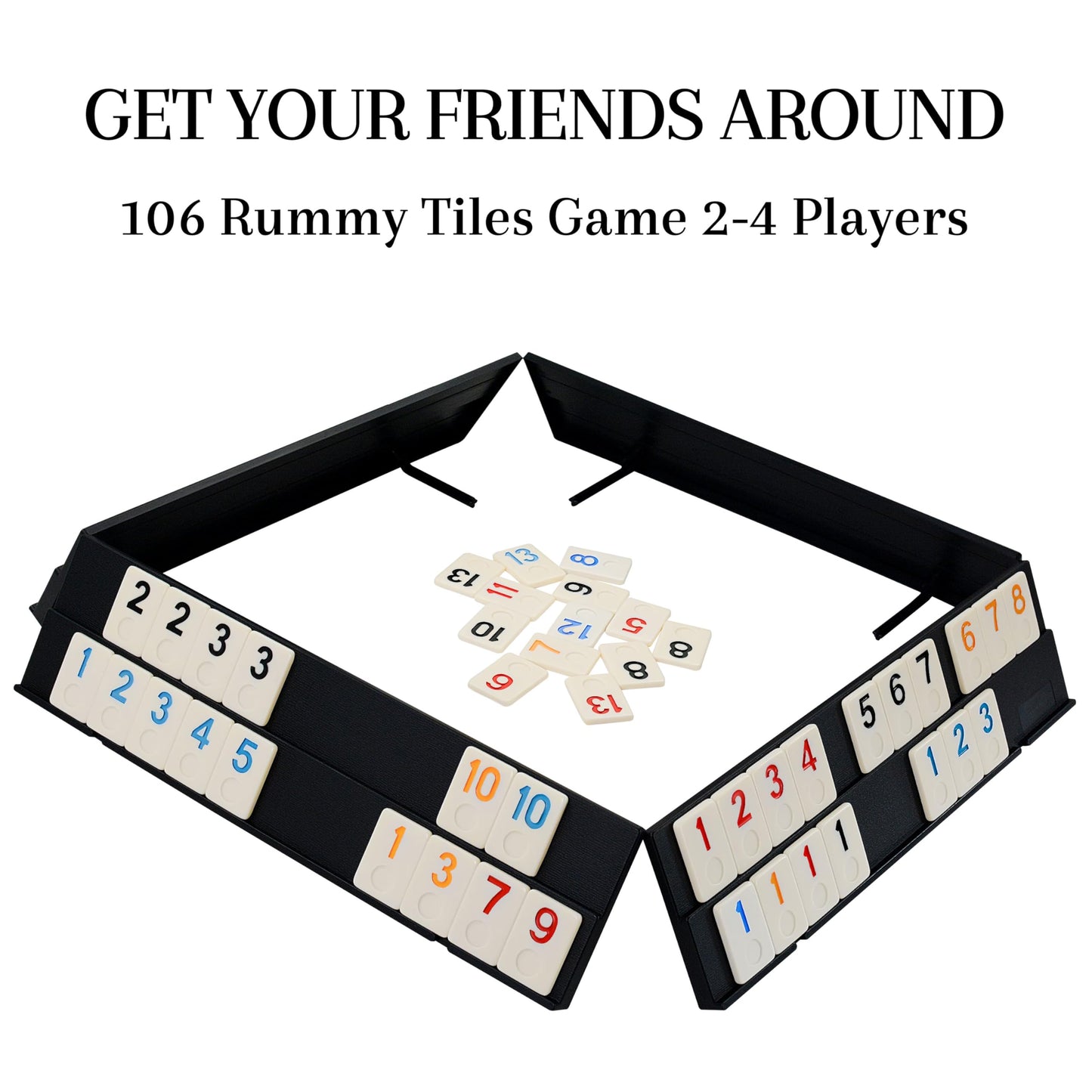 Rummy Cube Game Original, Rummy Tiles Game Set, with 4 Racks/Trays& 106 Rummy Tiles, in One EVA Case, Travel & Family Board Game for Adults and Kids