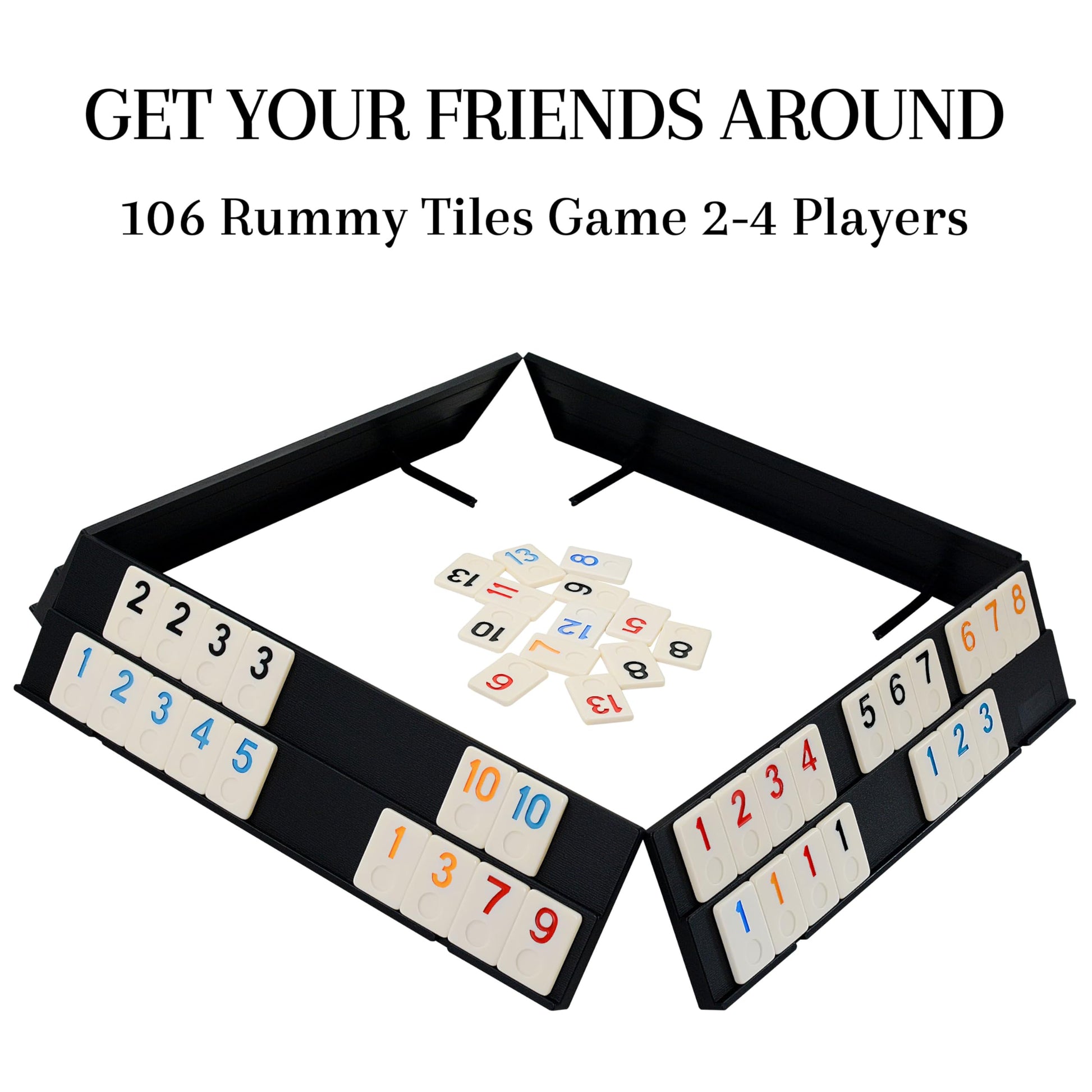 Rummy Cube Game Original, Rummy Tiles Game Set, with 4 Racks/Trays& 106 Rummy Tiles, in One EVA Case, Travel & Family Board Game for Adults and Kids