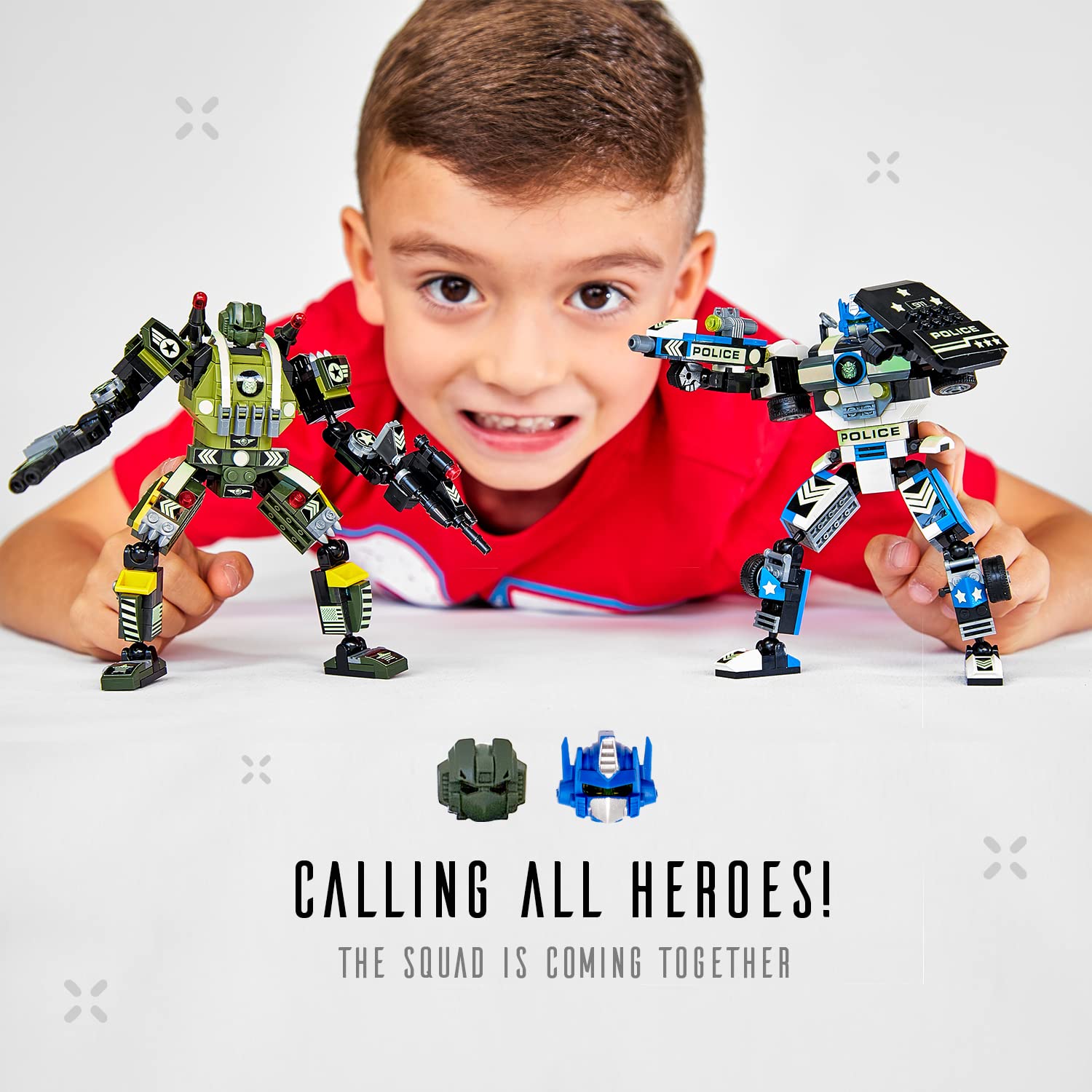 JITTERYGIT Robot Army Buildable Mech Soldier Glow in The Dark Gift Toy Set, Helicopter Military Creative STEM Project, Dinosaur Building Bricks Kit