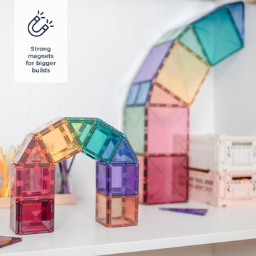 CONNETIX Magnetic Tiles Pastel Starter Pack, 64 Pieces