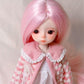 KEYCHARM LINARA 1/6 BJD Doll 12" Ball Jointed Doll with Pink Fluffy Coat, White Dress & Canvas Shoes - Cute Makeup, Vertical Pink Wig - Collectible