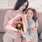 iCraftine Pipe Cleaner Flower Kit, Including Pink and Green Chenille Stems, Floral Stem, Gardening Tape, Ribbon for Making Flower Bouquet