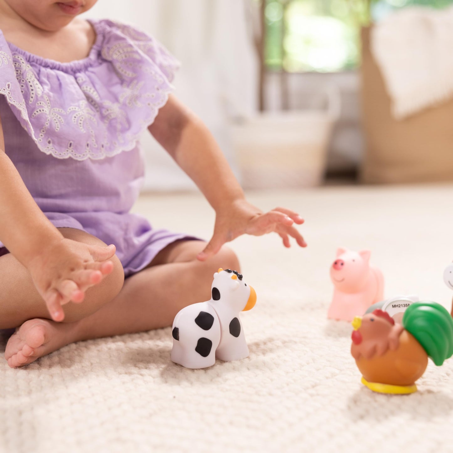 Melissa & Doug Pop Blocs Farm Animals Educational Baby Toy - 10 Linkable Pieces