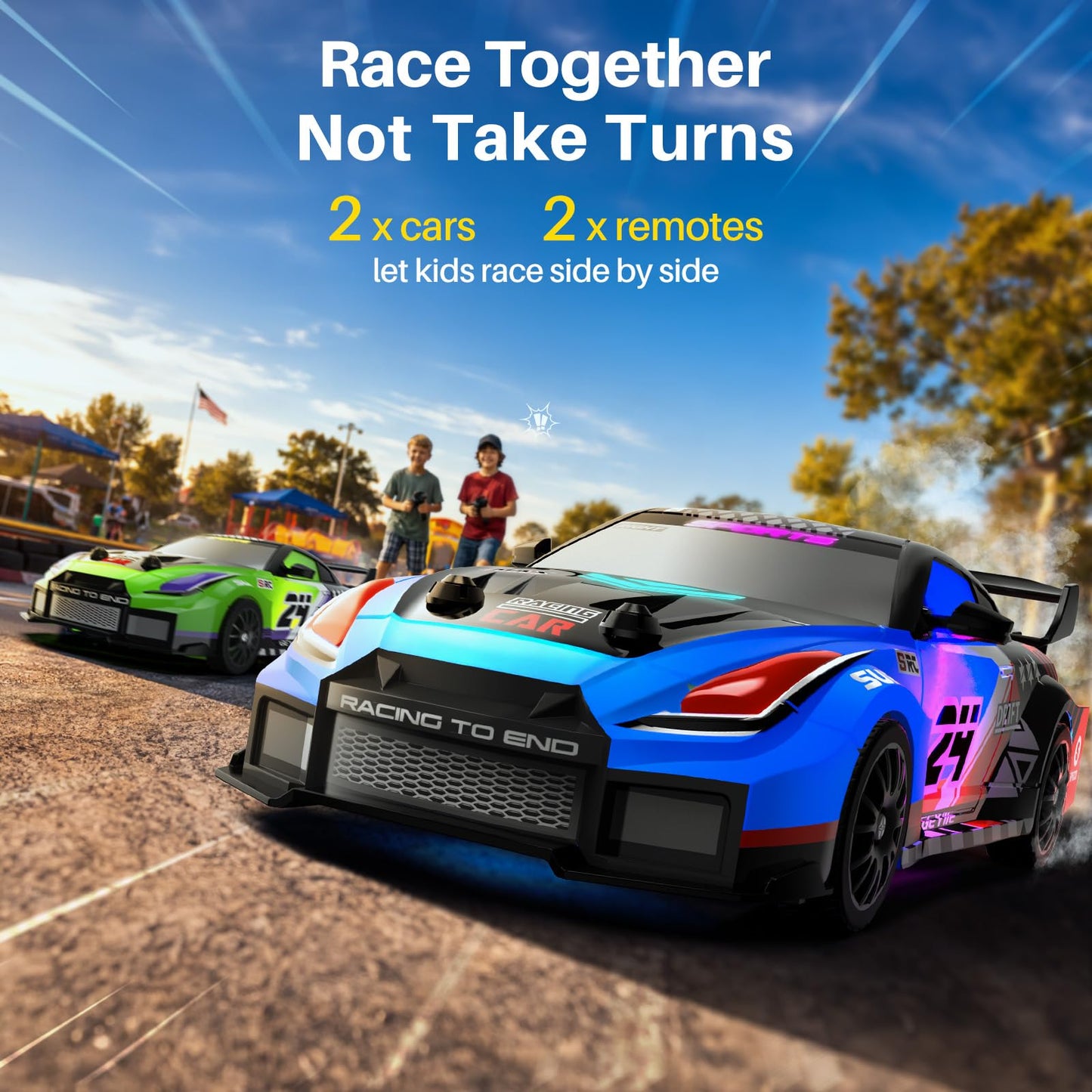 Geyiie 2 Pack RC Drift Cars for Kids, Complete 2-Player Racing Set