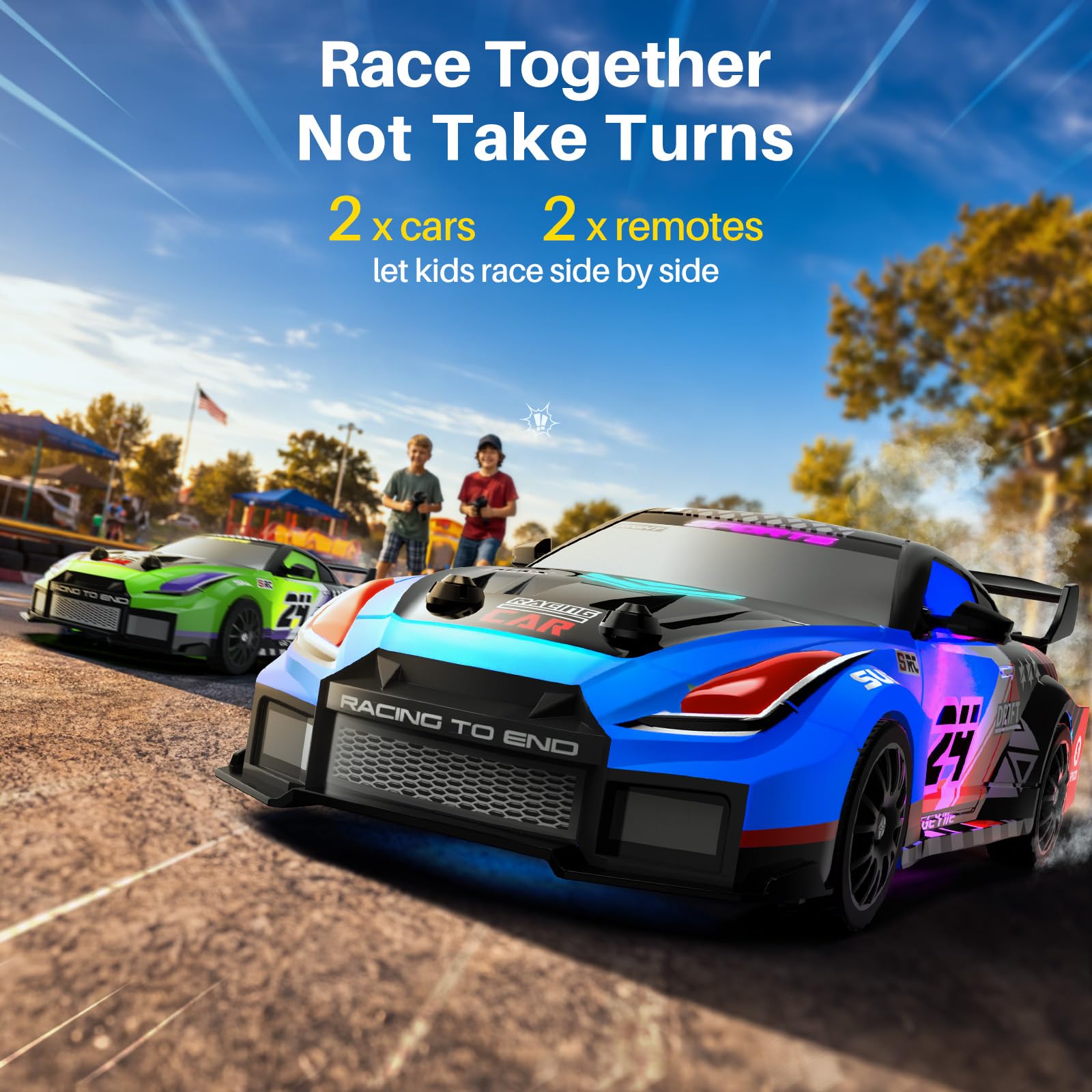 Geyiie 2 Pack RC Drift Cars for Kids, Complete 2-Player Racing Set