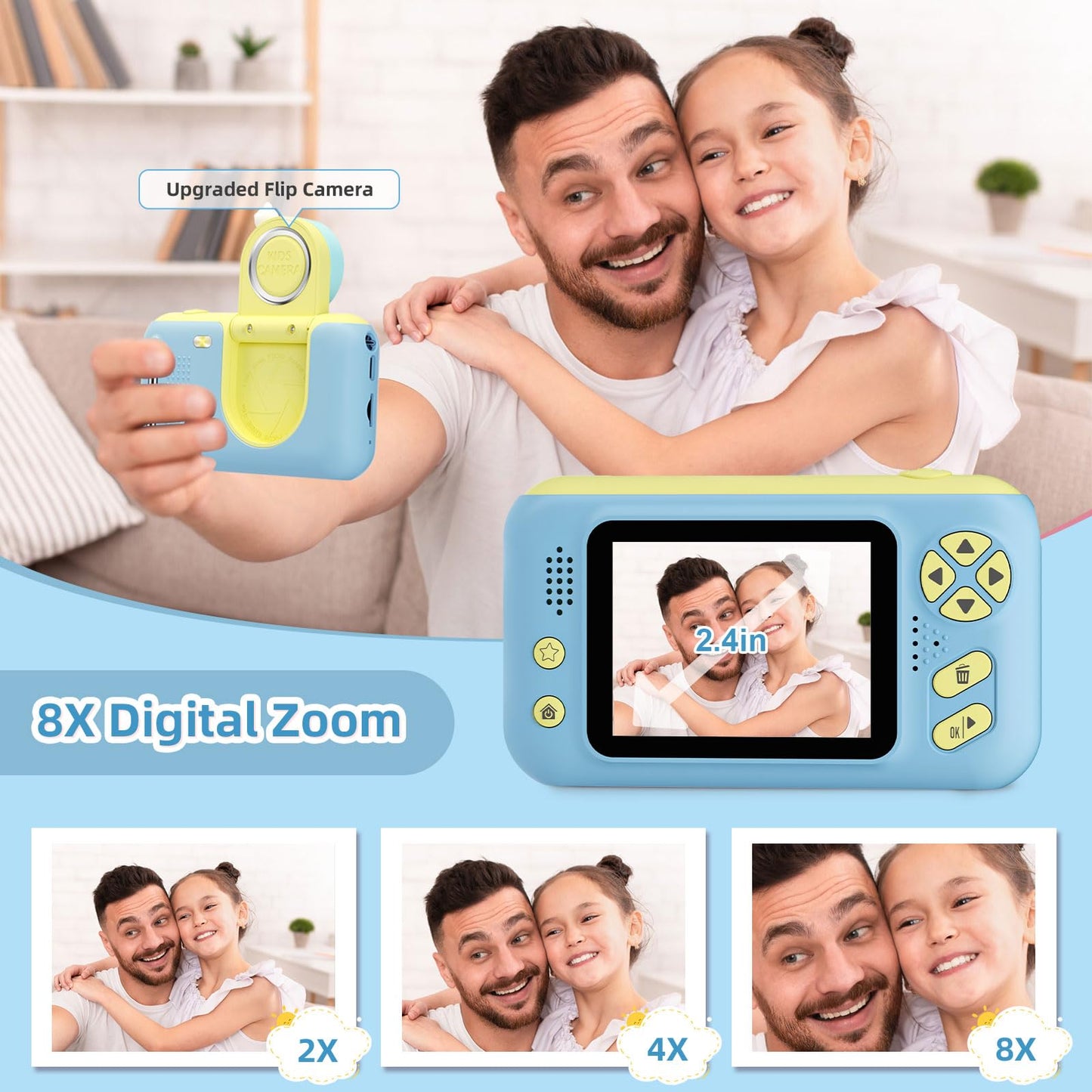 Makolle Camera for Kids, Portable Travel Camera for Childrens Age 3-8, Blue