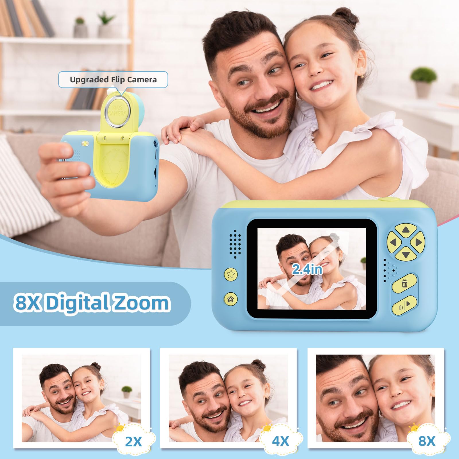 Makolle Camera for Kids, Portable Travel Camera for Childrens Age 3-8, Blue