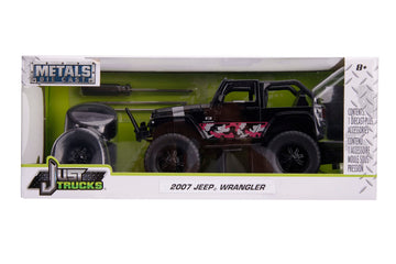 Jada Toys Just Trucks 2007 Jeep Wrangler Black/Pink Camo with Rack 1:24 Die-cast Vehicle