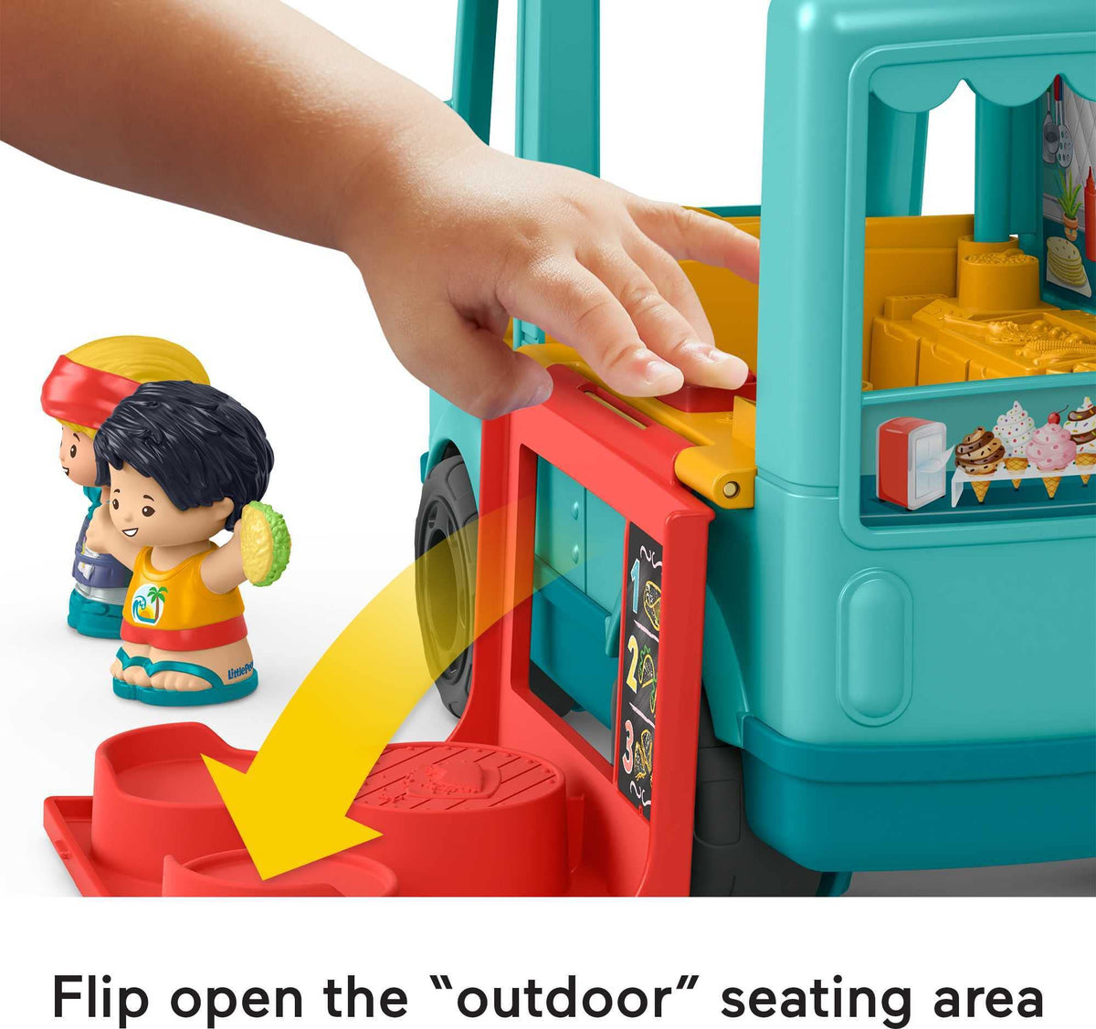 Fisher-Price Little People Musical Toddler Toy Serve It Up Food Truck Vehicle with 2 Figures for Pretend Play Ages 1+ Years