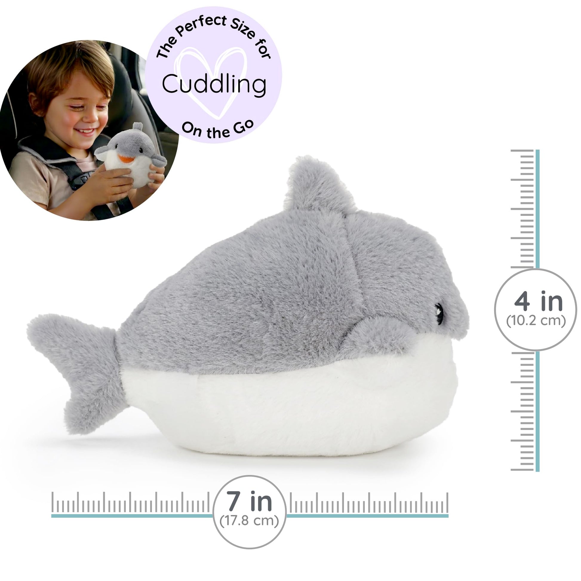 Warm Pals Baby Shark, Small 4x7 Microwavable Comfort, Heated Plushie for Warmth, Calming Anxiety, Relaxing Bedtime Snuggles and Cozy Toys for Kids