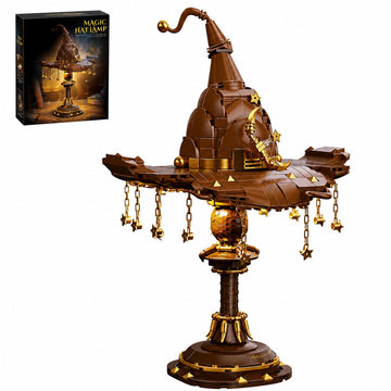 LQPFBSM Magic Hat Lamp Building Block Set 698 Pcs Fantasy Sorcerer Headgear Model Kit with Golden Stars & Display Stand Movie Prop Replica Decor