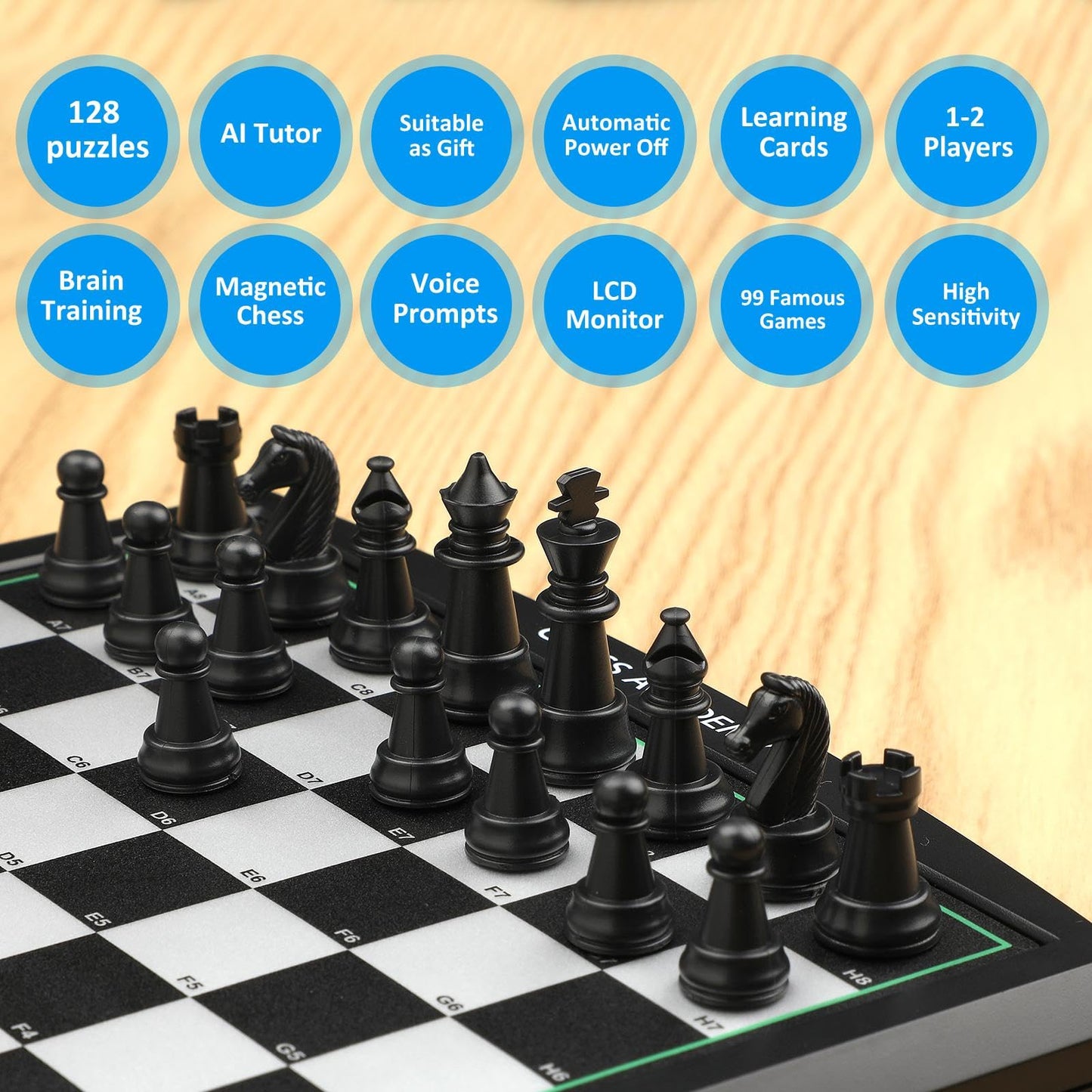 Talking Chess ACADEMY Electronic Chess Set, Magnetic Computer Chess Game with Interactive Teaching System for Beginners, Advanced AI for Improving