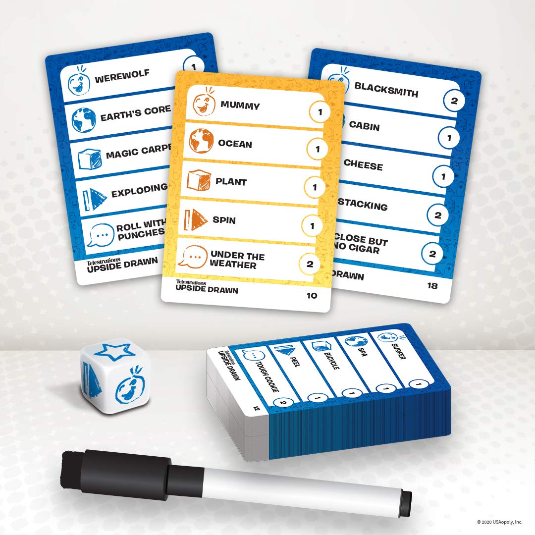 USAOPOLY Telestrations Upside Drawn | Family Board Game & Group Game | Partner Up & Draw Upside Down | Team Game from The Makers of Telestrations |