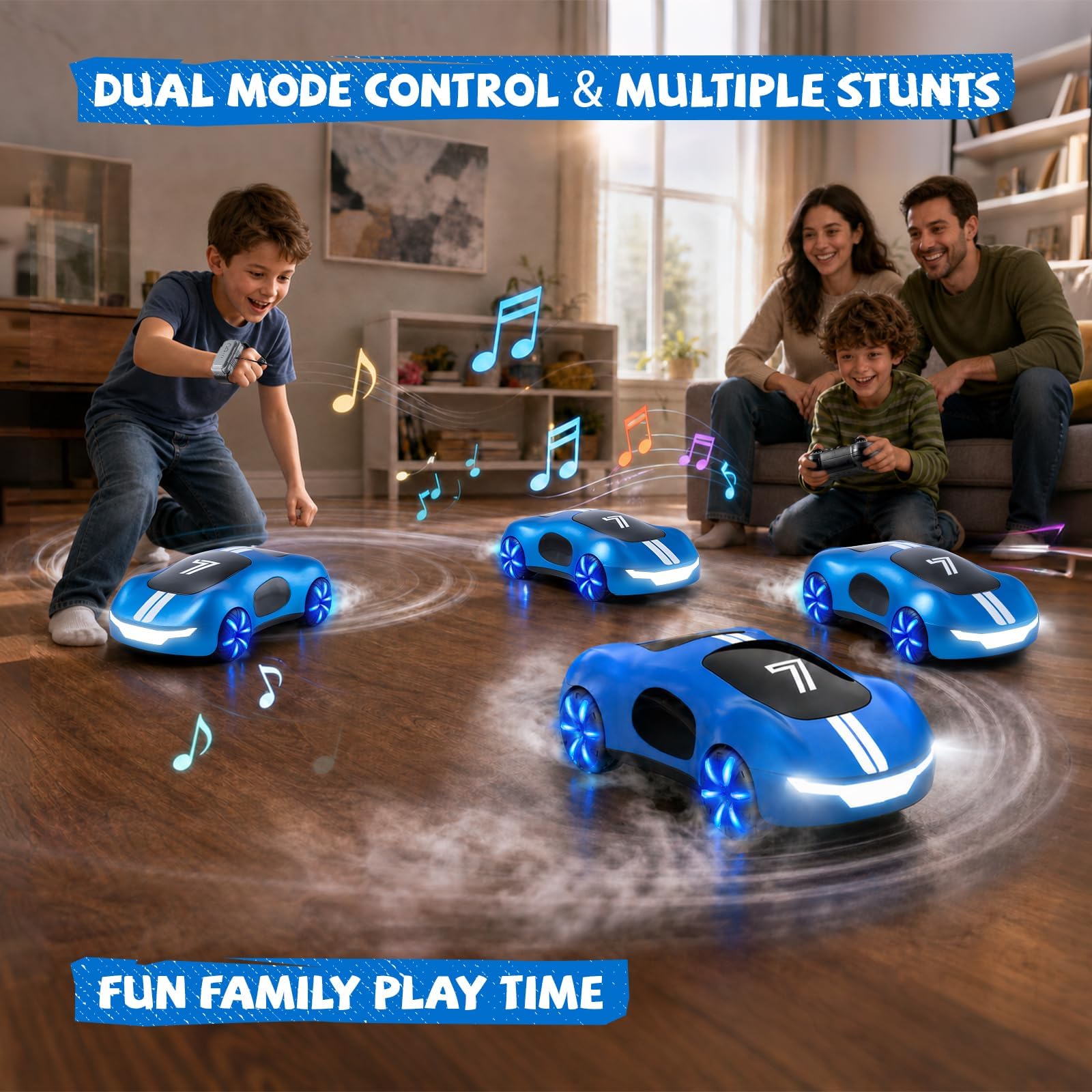 AEROQUEST Gesture Control RC Stunt Car with Lights & Spray for Boys 6+