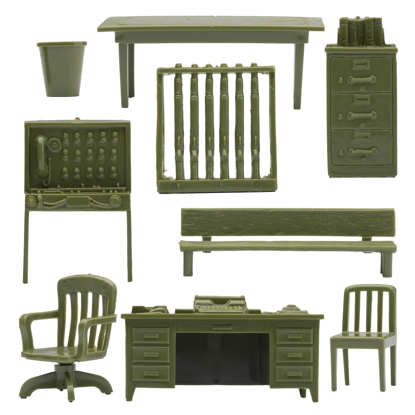 BMC Classic Marx Military Base Camp - 32pc Plastic Army Men Playset Accessories