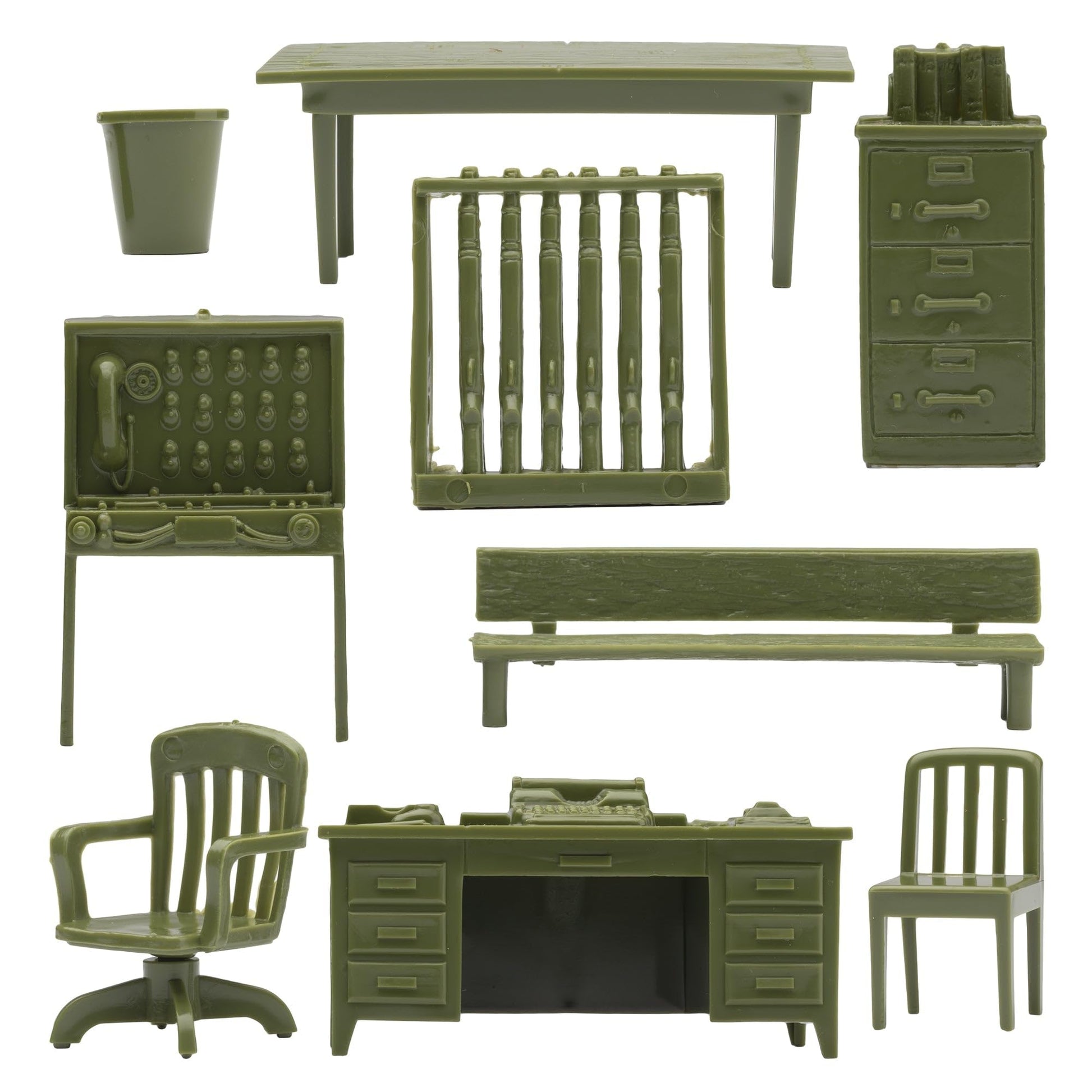 BMC Classic Marx Military Base Camp - 32pc Plastic Army Men Playset Accessories