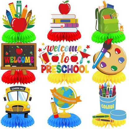 First Day Of School Decor - 9 PCS Back To School Table Decorations Welcome Back To School Decorations Back To School Decorations Honeycomb Centerpiece