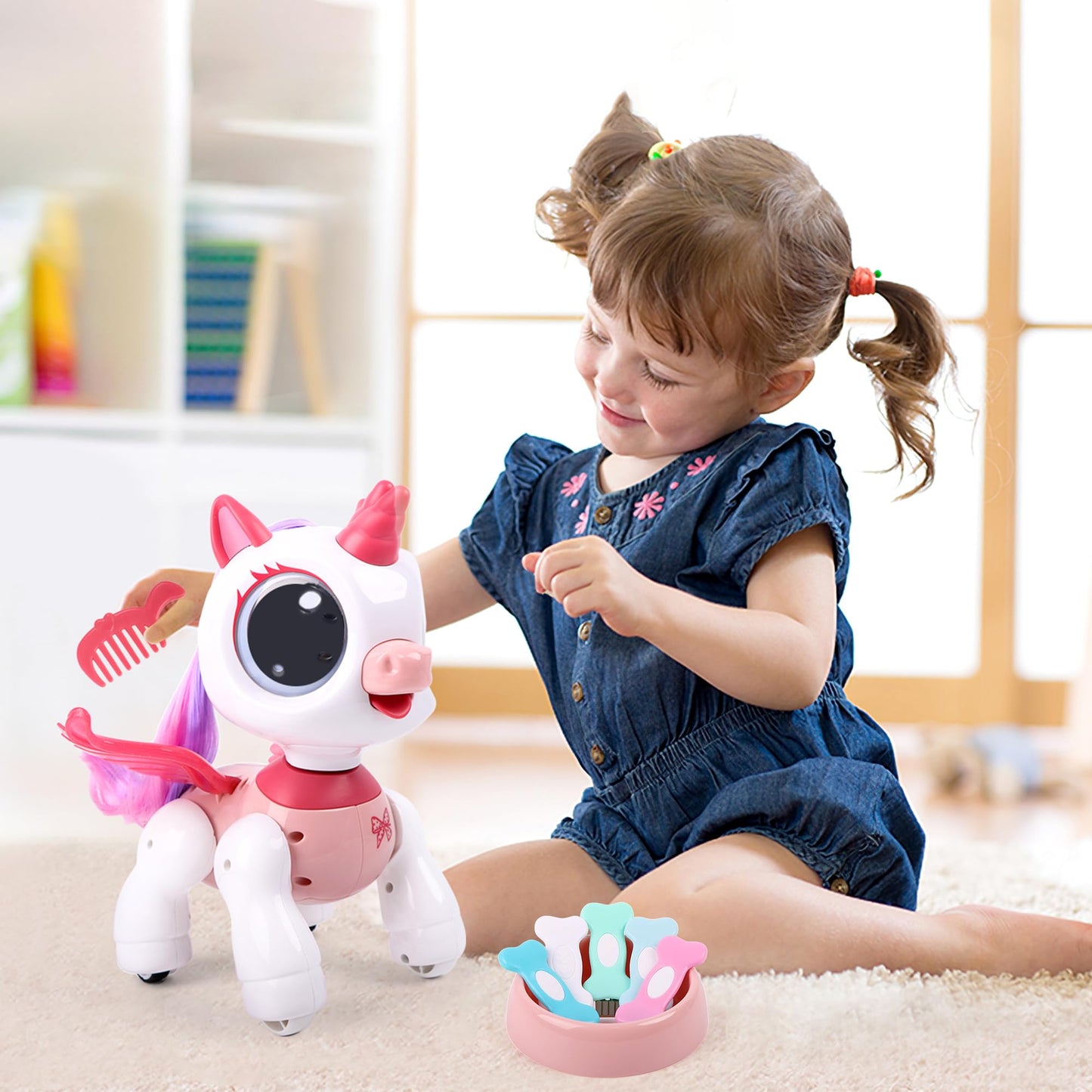 SPRSHY Remote Control Unicorn for Girls - Companion Pet Toys Electronic Pink Pegasus,Music and Waking Robot Christmas Birthday for Children 3 4 5 6 7