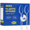 [100 Count] Clear Plastic Spoons Heavy Duty, Premium Disposable Spoons, Durable Plastic Cutlery for for Parties, Picnics, Big Event, Daily Use - Heat