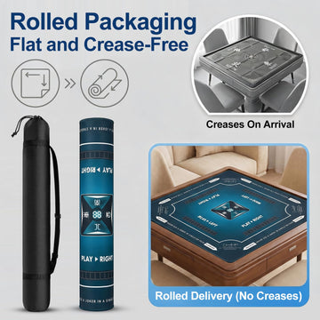 Rolled Shipping Mahjong Mat for Table 32.4''x32.4'', No Creases, Mah Jongg Mat with Carrying Bag for American Mahjong, Poker, Board Games, Card Games