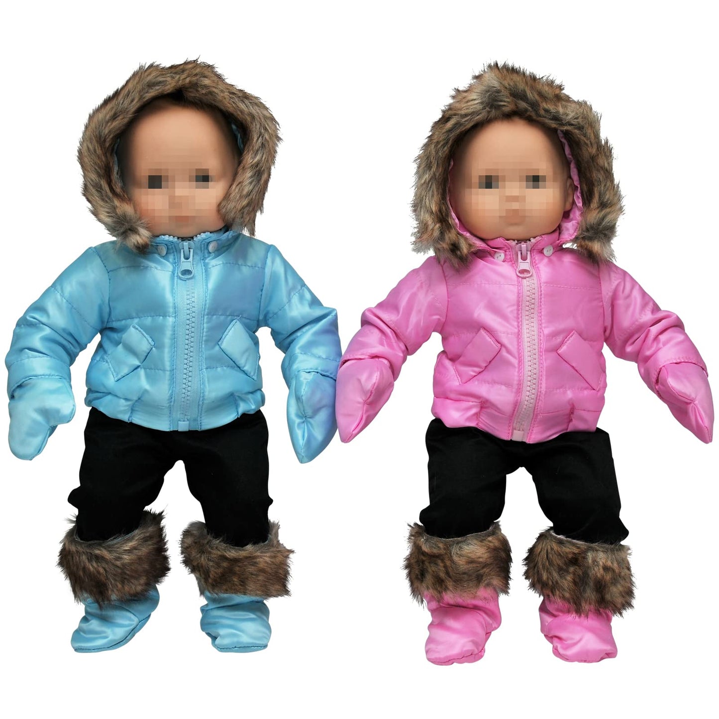 The Queen's Treasures 15 Inch Baby Doll Clothes , Set of Two Complete Pink & Blue Winter Outerwear Clothes. Two 6 Piece Outdoor Ski Outfits