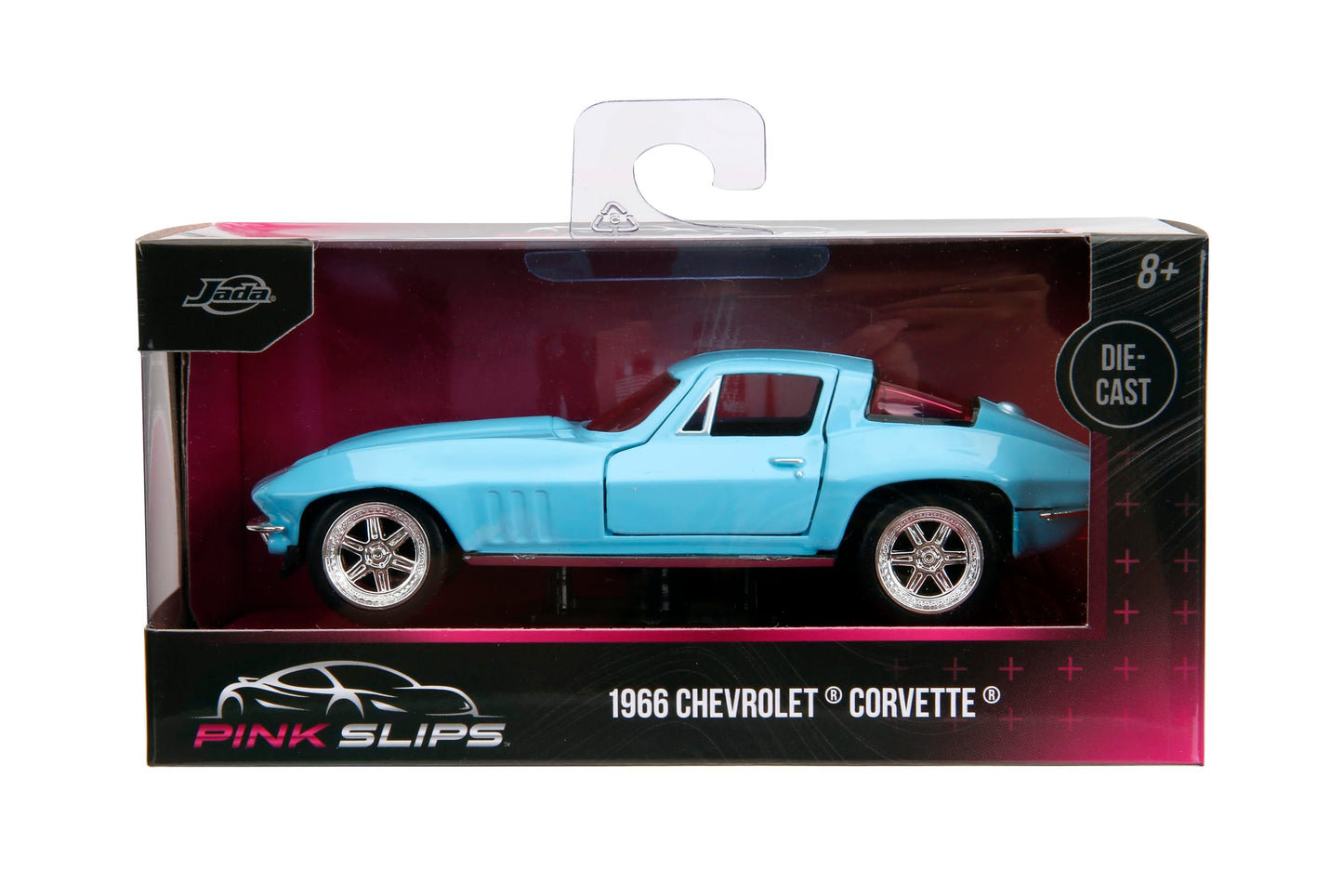 Jada Pink Slips 1:32 W2 1966 Chevy Corvette Die-Cast Car, Toys for Kids and Adults(Light Blue)