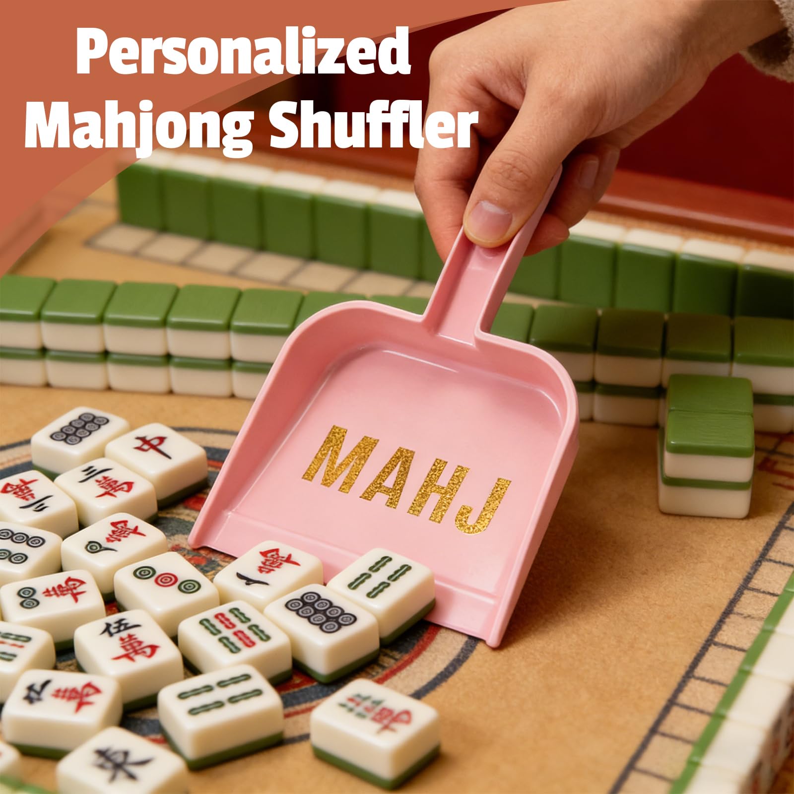 Xelbreelark 4-Piece Mahjong Tile Shuffler Set with 4 DIY Stickers | Ultra-Thin Shuffler Paddles & Cute Decorative Accessories | Fun Mahjong Gifts