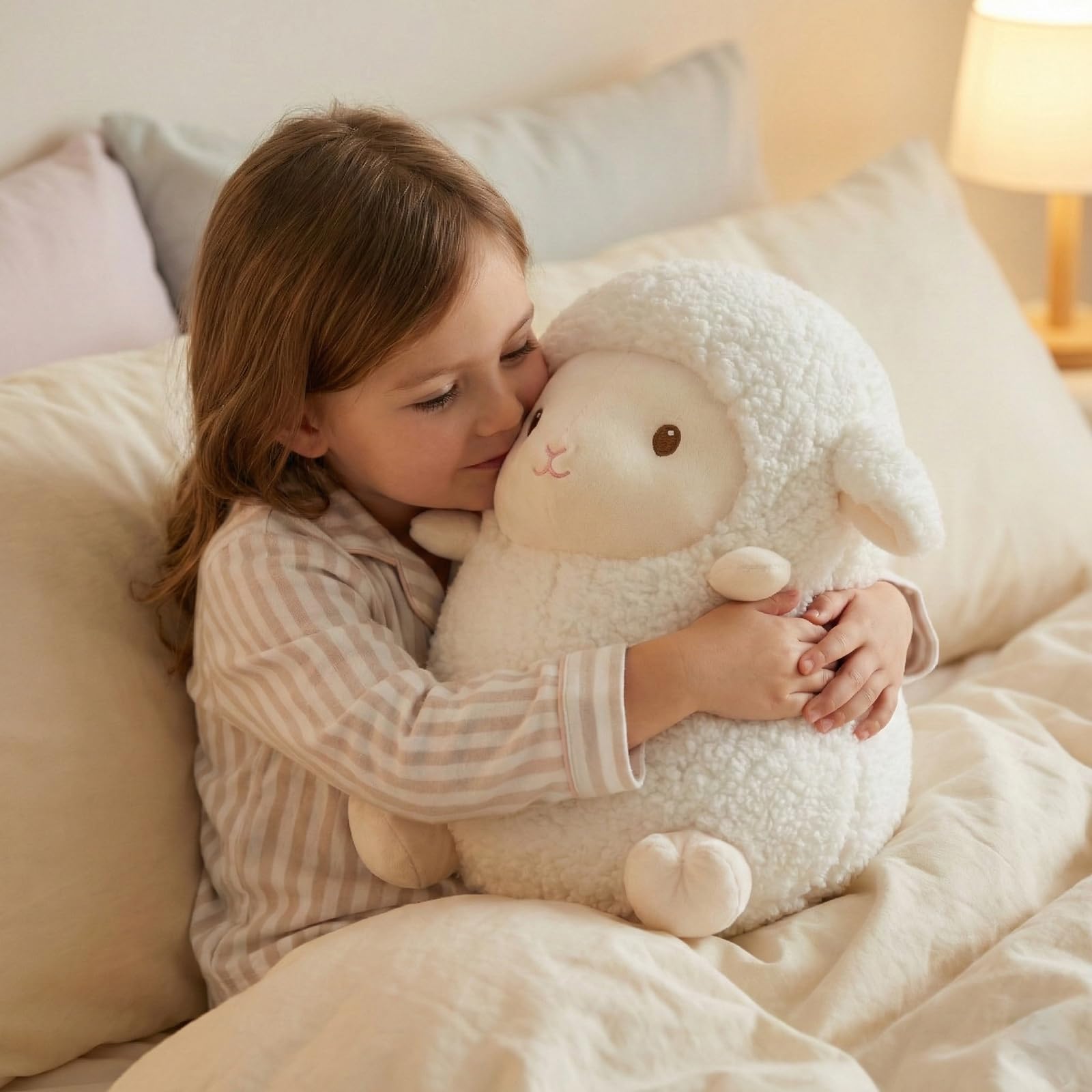 WEIGEDU Cute Sheep Plush Toy - 14” Soft Round Stuffed Animal Pillow Kawaii Lamb Plushie for Kids & Adults - Huggable Plush Cushion for Bed, Sofa