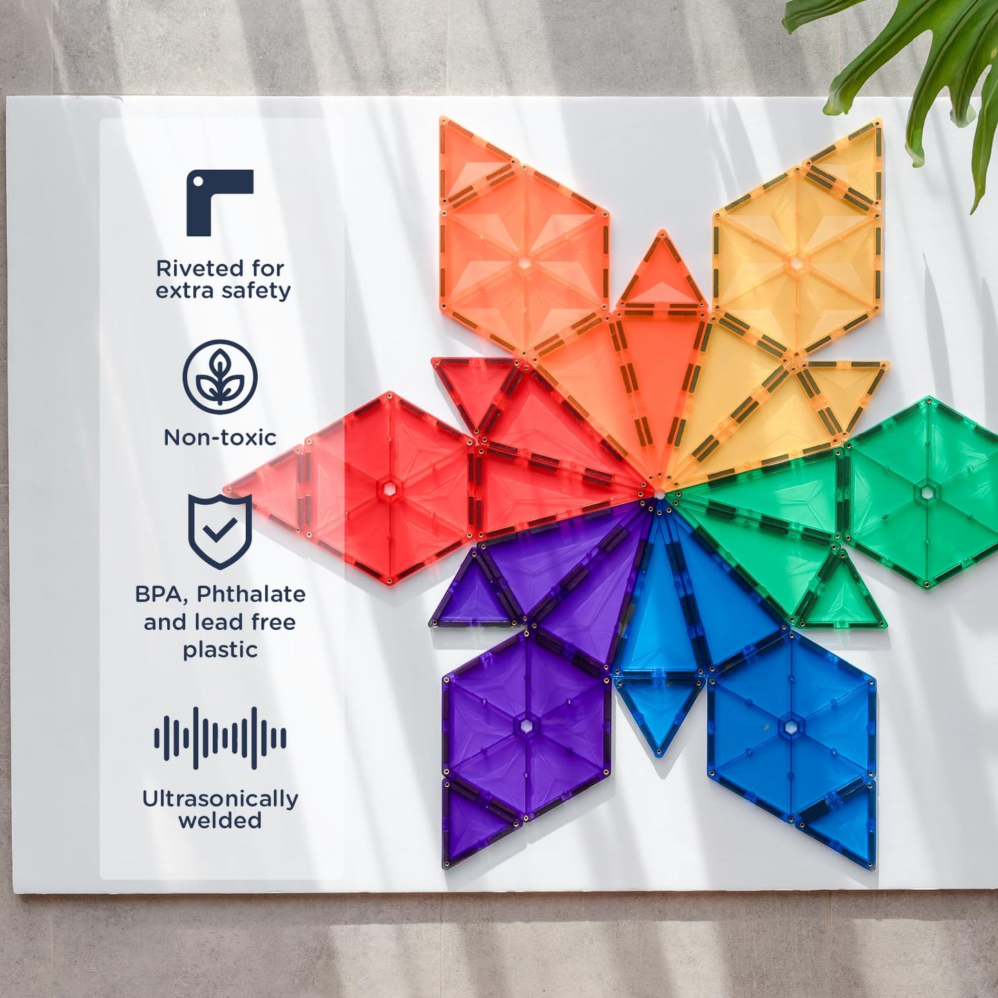 CONNETIX Magnetic Tiles Rainbow Geometry Pack, 30 Pieces