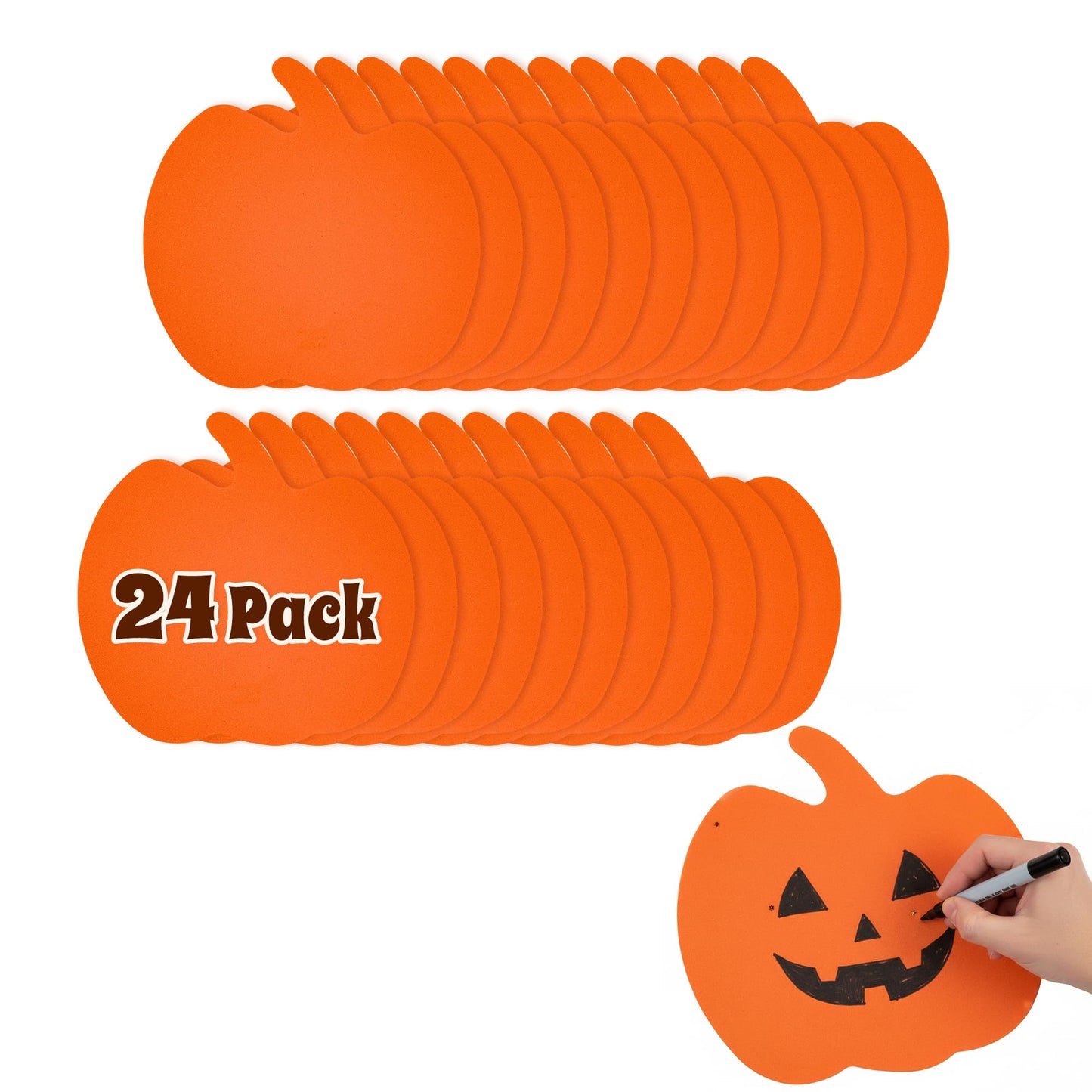 4E's Novelty Foam Pumpkins Craft (24 Pack) Large 8 Inch Foam Pumpkin Shapes Cutout Crafts for Kids Toddlers, Bulk Fall Halloween Craft Kits