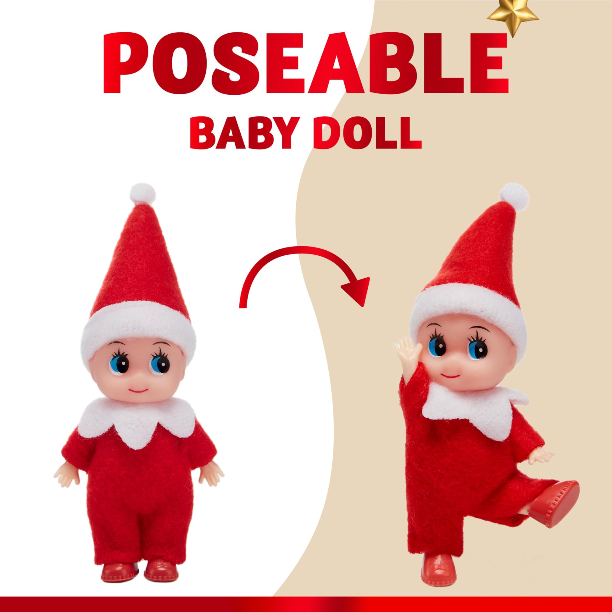 JOYIN 3PCS Christmas Red Tiny Elf Doll Soft Plush Toy for Xmas Decor Gift Accessories and Props, Christmas Party Decoration and Stocking Stuffers