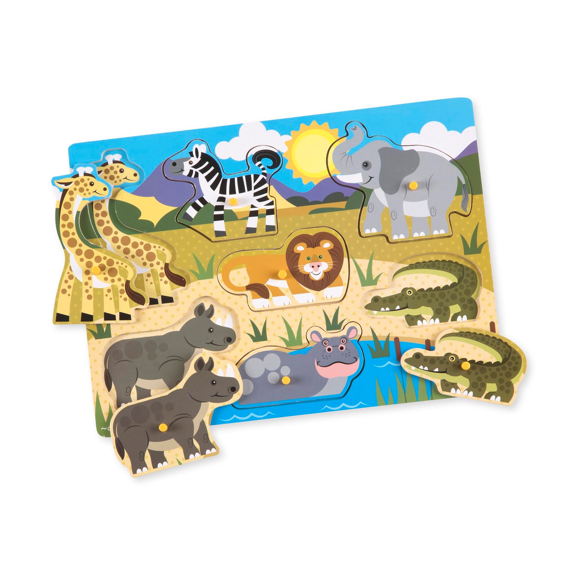 Melissa & Doug Safari Wooden Peg Puzzle (7 pcs)