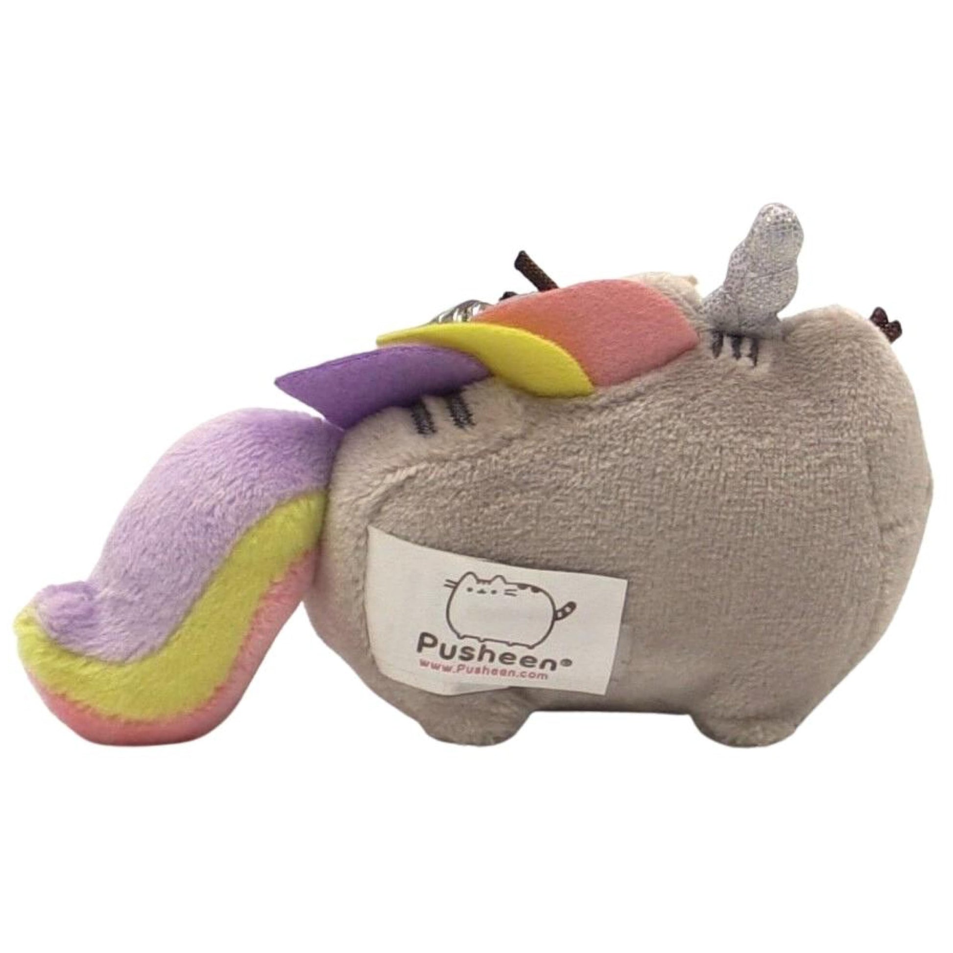 GUND Pusheen the Cat Pusheenicorn Retractable Key Holder, Unicorn Plush Keychain For Ages 8 and Up, 3”