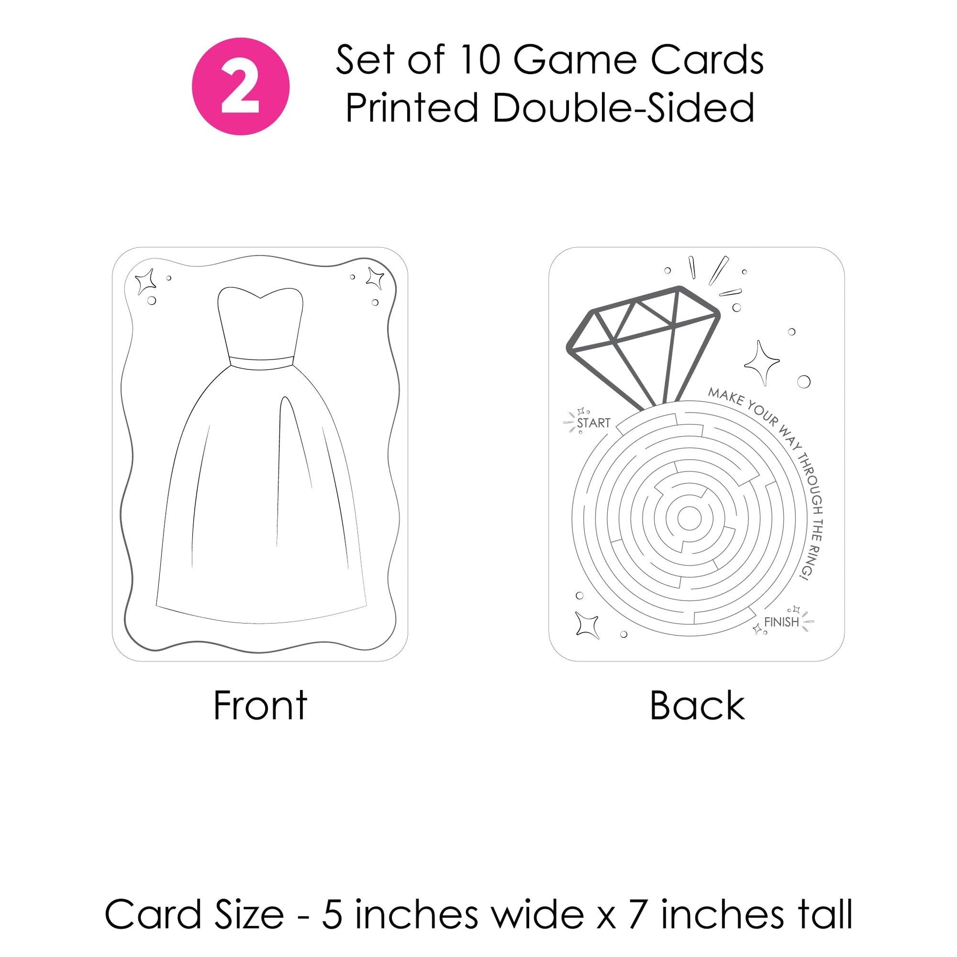 Big Dot of Happiness Wedding Kids Table Coloring Activity Cards, Wedding-Themed Games for Children, Double-Sided Gamerific Bundle - 40 Count