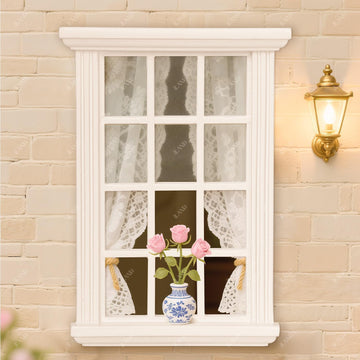 iLAND 1/12 Scale Accessories of Dollhouse Windows 2pcs White Solid Wood DIY Dollhouse Building Supplies Complete Classic Miniature Windows Kit