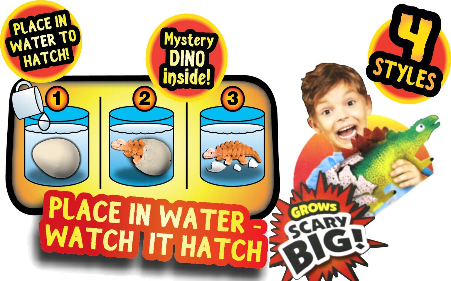 JA-RU Dino Age Giant Hatching Dinosaur Eggs (1 Giant + 1 Original) - Water Growing Toys for Kids, Educational Science Toy, Dinosaur Party Favors