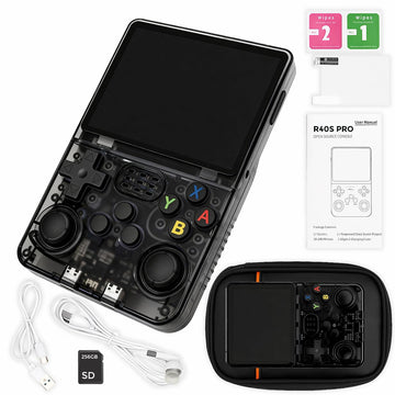 uMadeUs R40S PRO Handheld Console 3.5in IPS Linux Portable Retro Device (Black)