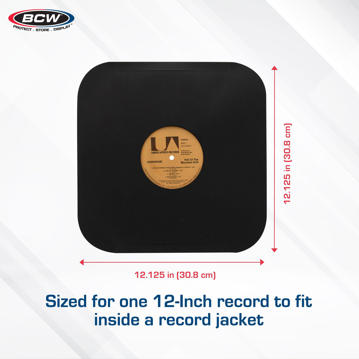 BCW 12 Inch Vinyl Record Paper Inner Sleeves - Round Corners - Black | Pack of 50 | Protective LP Album Sleeves for Vinyl Storage and Preservation |