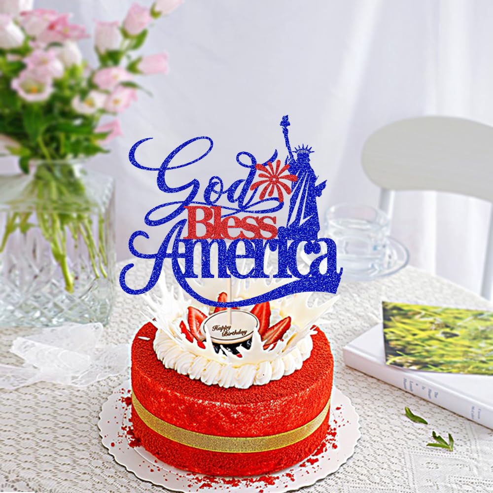 Sleyberoy God Bless America Glitter Cake Topper