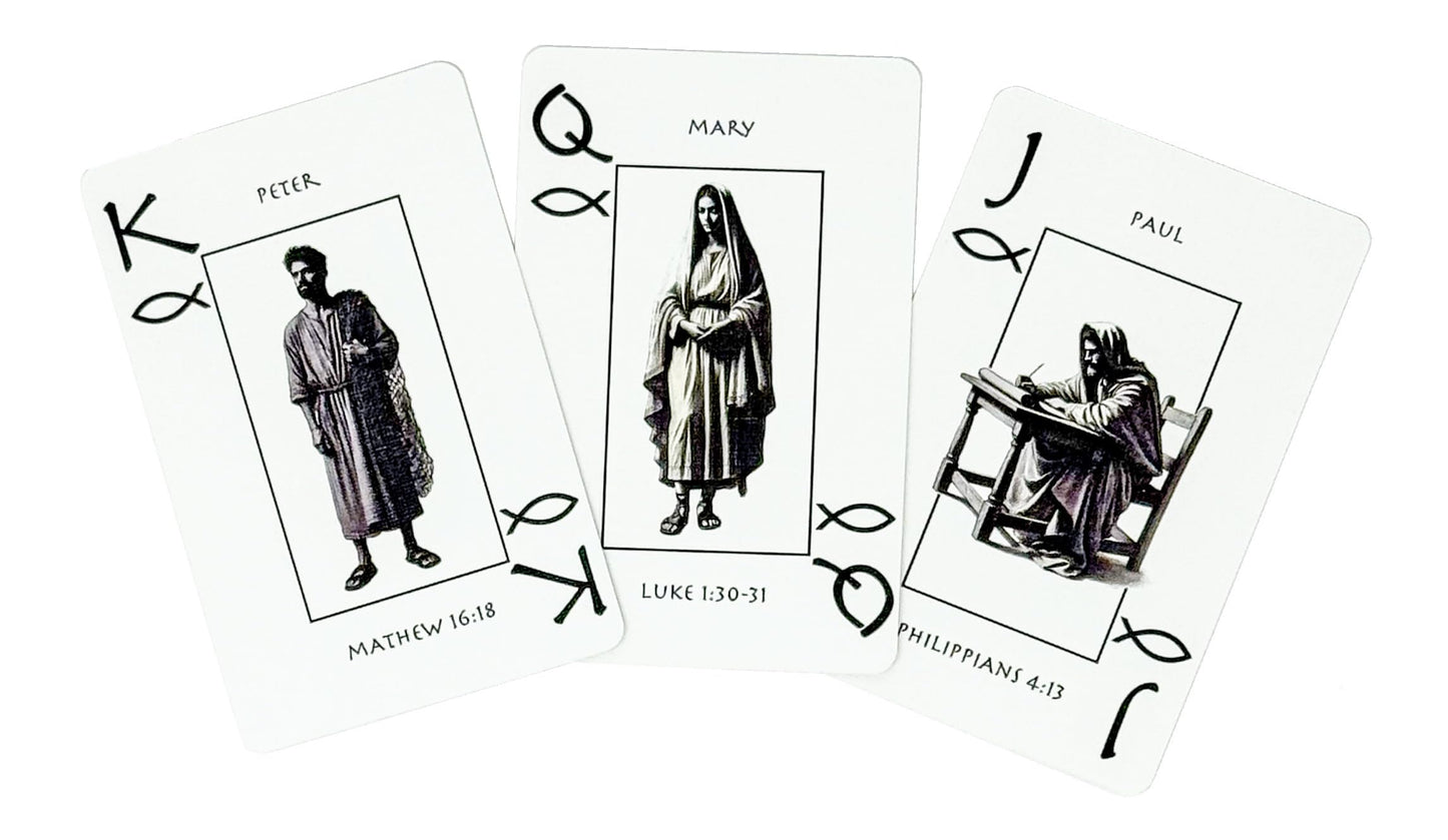 bomgames Bible Playing Cards - Christian Gifts | Faith-Based, Easter Basket Filler, Scripture Characters & Unique Suits
