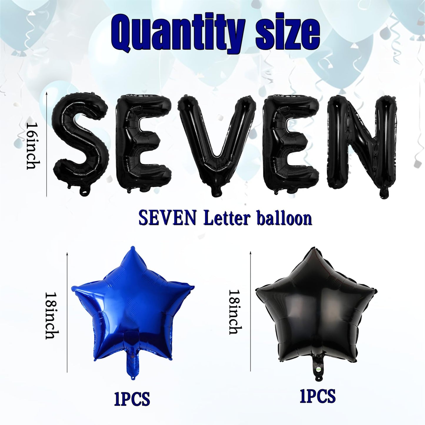 Navy Blue Video Game Controller Mylar Foil Balloon - 13pcs 7th Birthday Party Supplies For Boys (Number 7)