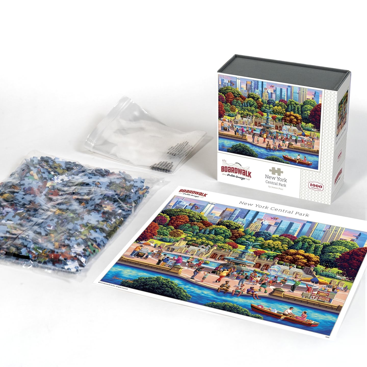Boardwalk New York Central Park 1000 Piece Jigsaw Puzzle Fun Colorful Autumn Puzzles with Premium Box, Gift for Adults and Family 19"x26"