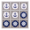 Nautical Beach Decor Tic Tac Toe Wooden Game Set for Families, Boat Lovers