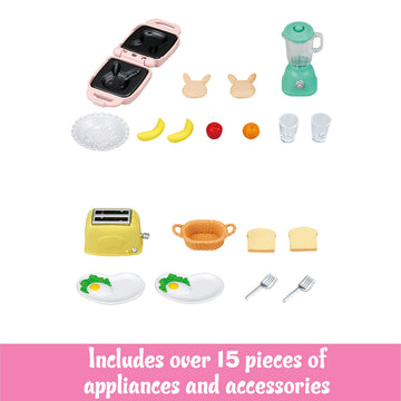 Calico Critters - Breakfast Playset - Dollhouse Furniture & Accessories - Kids Pretend Play Toy, Miniature Dollhouse Food & Accessories Set, Ages 3+