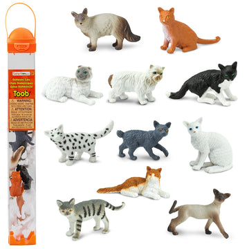Safari Ltd. Domestic Cats TOOB - 11 Mini Figurines Including Balinese, Gray Tabby, Angora, Birman, Siamese, and More - Toy Set for Boys, Girls & Kids