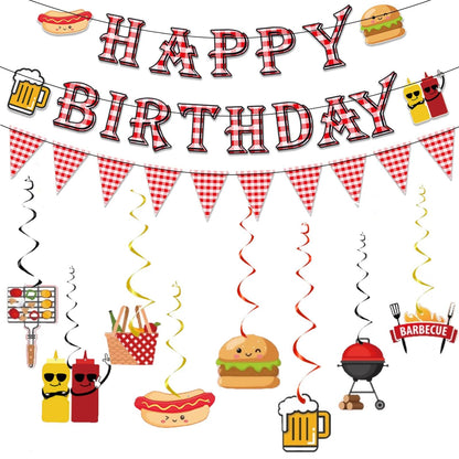 BBQ Themed Birthday Party Decorations,for Summer Cookout Barbecue Picnic Birthday Party Decor Supplies