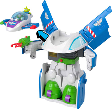 Fisher-Price Imaginext Transforming Buzz Lightyear Ship Toy Vehicle with Lights, Sounds,3-inch Action Figures, Launcher and Projectiles