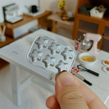 Dollhouse Miniature Bakeware, Mini Baking Mold Set, Includes Donut & Madeleine Pans (NO Food Props Included) (Shell Mold)