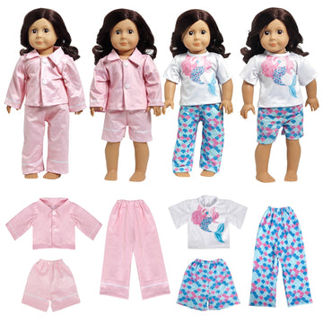 6pcs Doll Clothes Gift for 18 inch Doll Clothes and Accessories, Including 2 Complete Sets of Pajamas